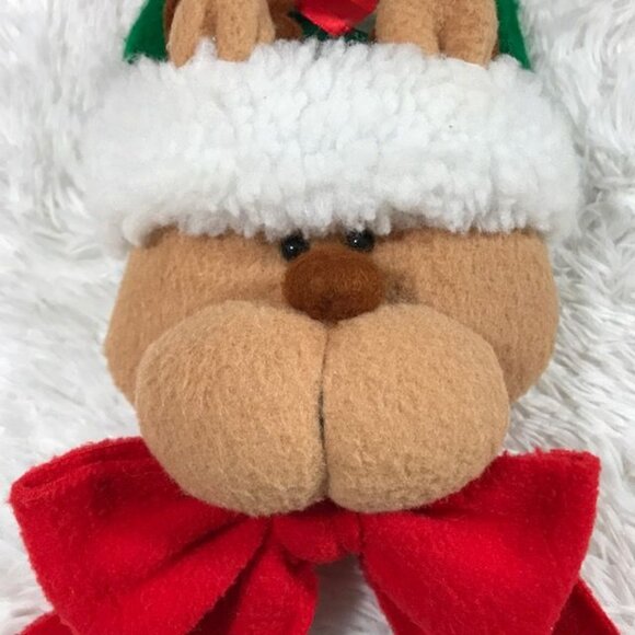 Santa's Workshop Plush Stuffed Christmas Reindeer Door Knob Hanger - Picture 2 of 9